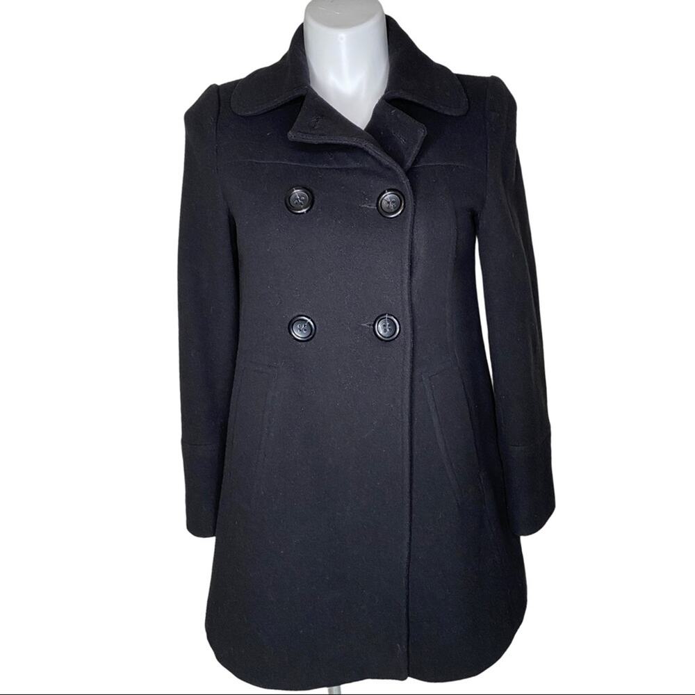 Anne Klein black wool peacoat size Medium